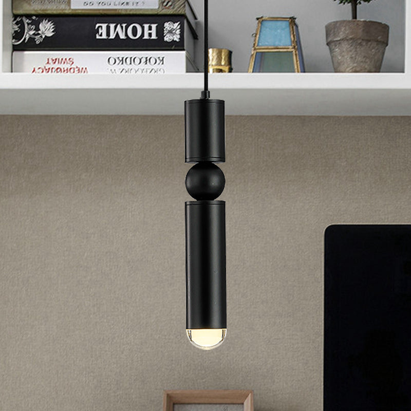 Modern Tube Hanging Light - Metal Black/White/Brass LED Suspension Pendant in Warm Light, Ideal for Dining Rooms