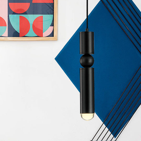 Modern Tube Hanging Light - Metal Black/White/Brass LED Suspension Pendant in Warm Light, Ideal for Dining Rooms