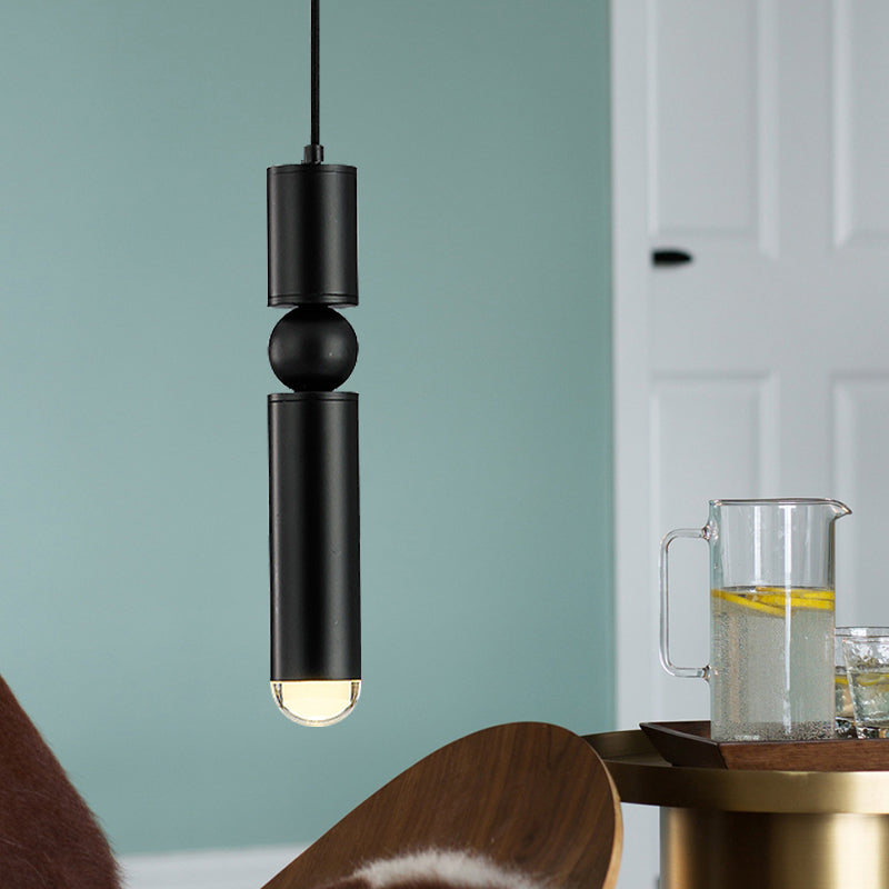 Modern Tube Hanging Light - Metal Black/White/Brass LED Suspension Pendant in Warm Light, Ideal for Dining Rooms