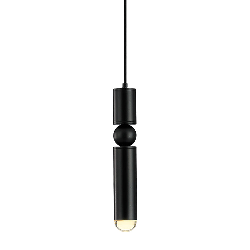 Modern Tube Hanging Light - Metal Black/White/Brass LED Suspension Pendant in Warm Light, Ideal for Dining Rooms