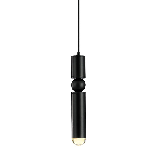 Modern Tube Hanging Light - Metal Black/White/Brass LED Suspension Pendant in Warm Light, Ideal for Dining Rooms