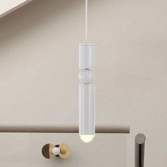 Modern Tube Hanging Light - Metal Black/White/Brass Led Suspension Pendant For Dining Room Warm