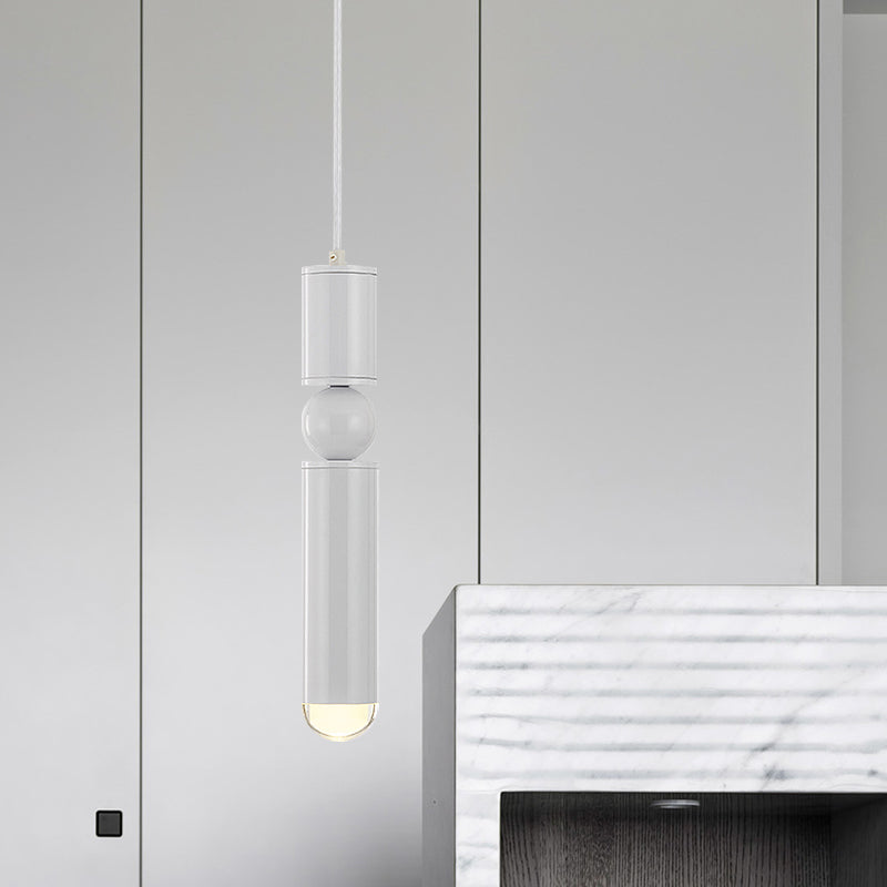 Modern Tube Hanging Light - Metal Black/White/Brass LED Suspension Pendant in Warm Light, Ideal for Dining Rooms