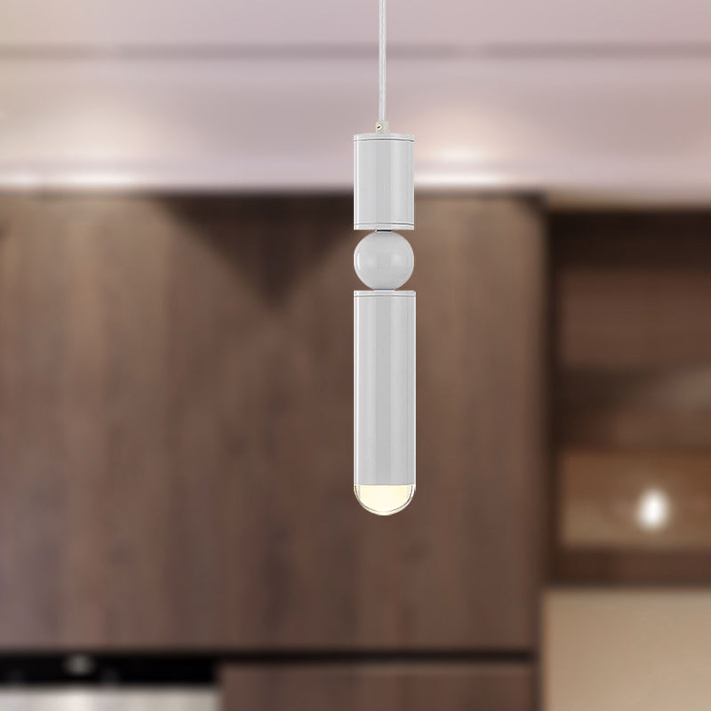 Modern Tube Hanging Light - Metal Black/White/Brass LED Suspension Pendant in Warm Light, Ideal for Dining Rooms