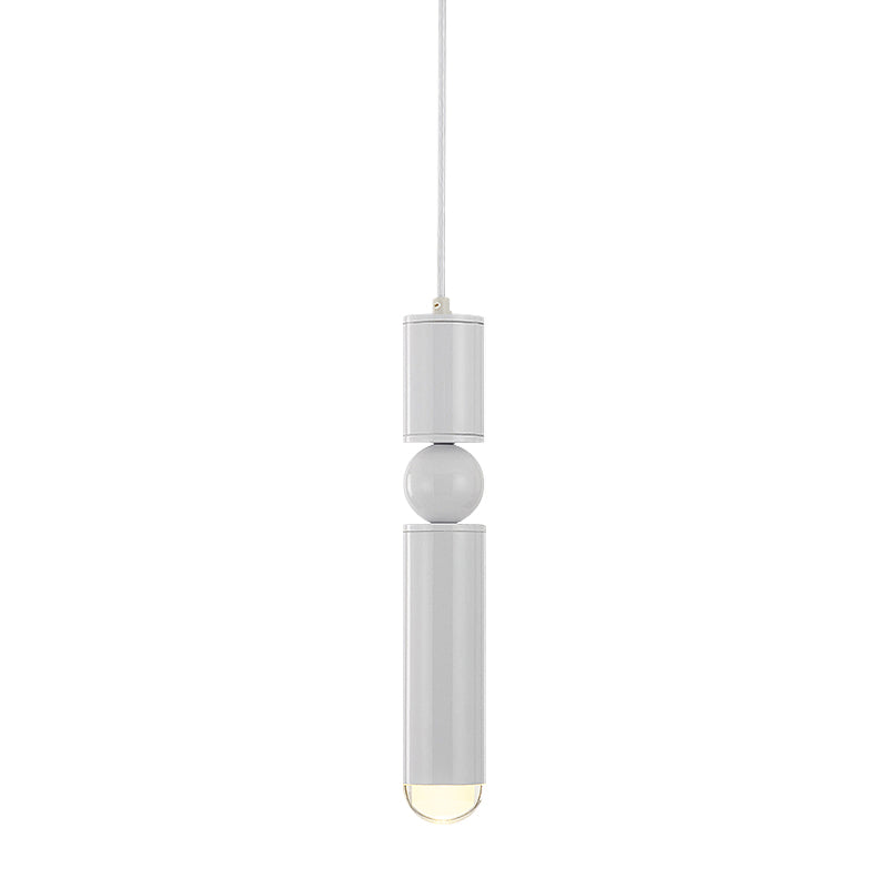Modern Tube Hanging Light - Metal Black/White/Brass LED Suspension Pendant in Warm Light, Ideal for Dining Rooms