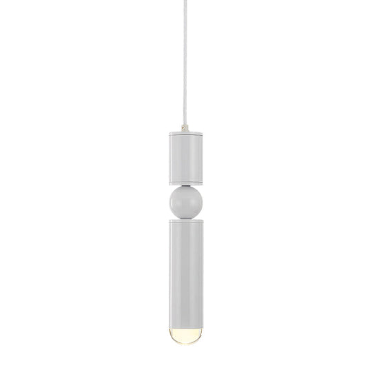 Modern Tube Hanging Light - Metal Black/White/Brass LED Suspension Pendant in Warm Light, Ideal for Dining Rooms