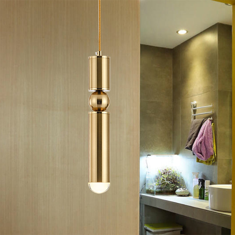 Modern Tube Hanging Light - Metal Black/White/Brass LED Suspension Pendant in Warm Light, Ideal for Dining Rooms