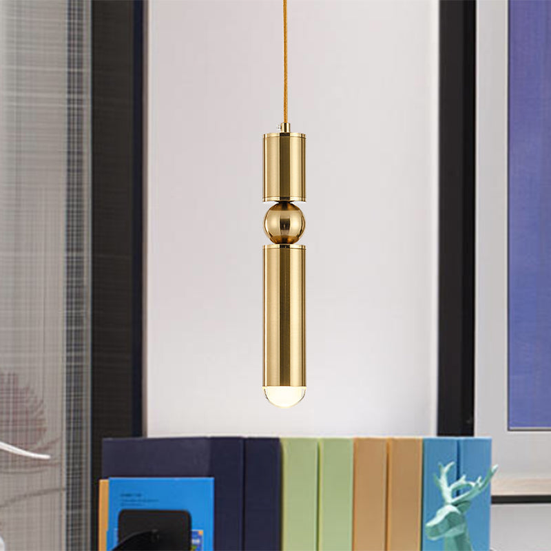 Modern Tube Hanging Light - Metal Black/White/Brass LED Suspension Pendant in Warm Light, Ideal for Dining Rooms