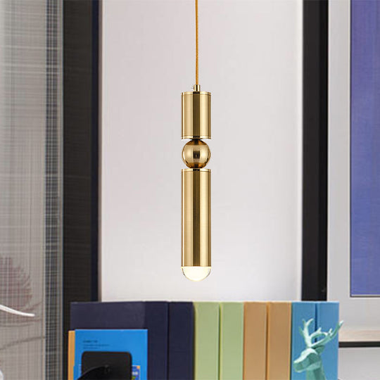 Modern Tube Hanging Light - Metal Black/White/Brass LED Suspension Pendant in Warm Light, Ideal for Dining Rooms