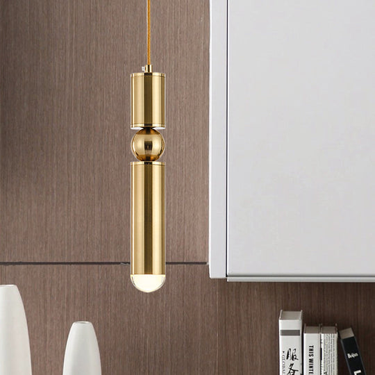 Modern Tube Hanging Light - Metal Black/White/Brass LED Suspension Pendant in Warm Light, Ideal for Dining Rooms