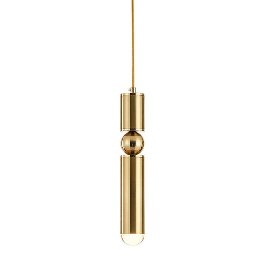 Modern Tube Hanging Light - Metal Black/White/Brass LED Suspension Pendant in Warm Light, Ideal for Dining Rooms
