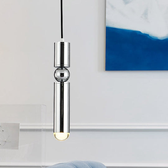 Modern Tube Hanging Light - Metal Black/White/Brass LED Suspension Pendant in Warm Light, Ideal for Dining Rooms