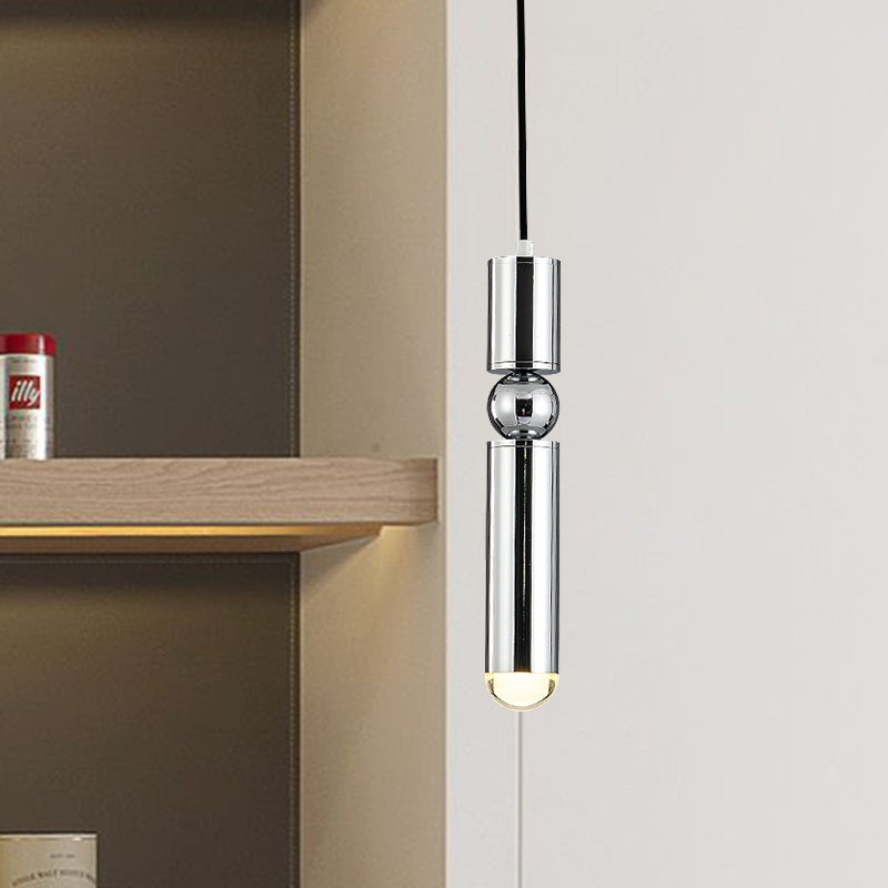 Modern Tube Hanging Light - Metal Black/White/Brass LED Suspension Pendant in Warm Light, Ideal for Dining Rooms