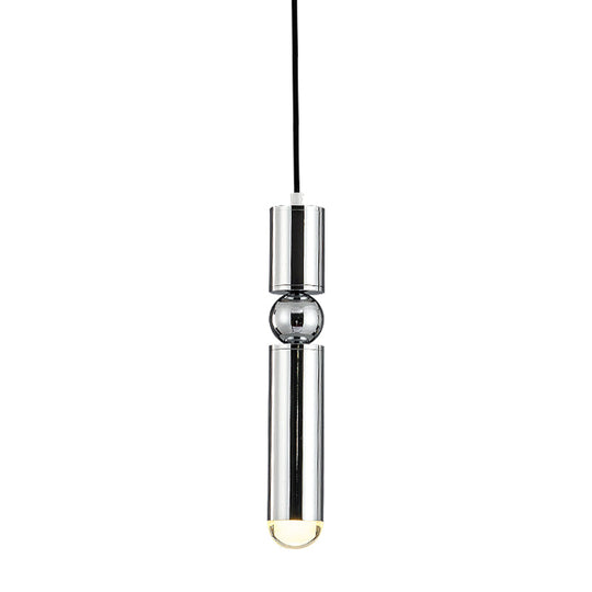 Modern Tube Hanging Light - Metal Black/White/Brass LED Suspension Pendant in Warm Light, Ideal for Dining Rooms
