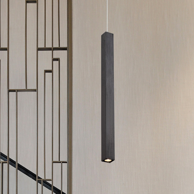 Modern Cuboid Ceiling Light - Single Head Metal Pendant Fixture for Living Room - Black/White LED