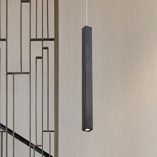 Modern Cuboid Ceiling Light - Single Head Metal Pendant Fixture for Living Room - Black/White LED