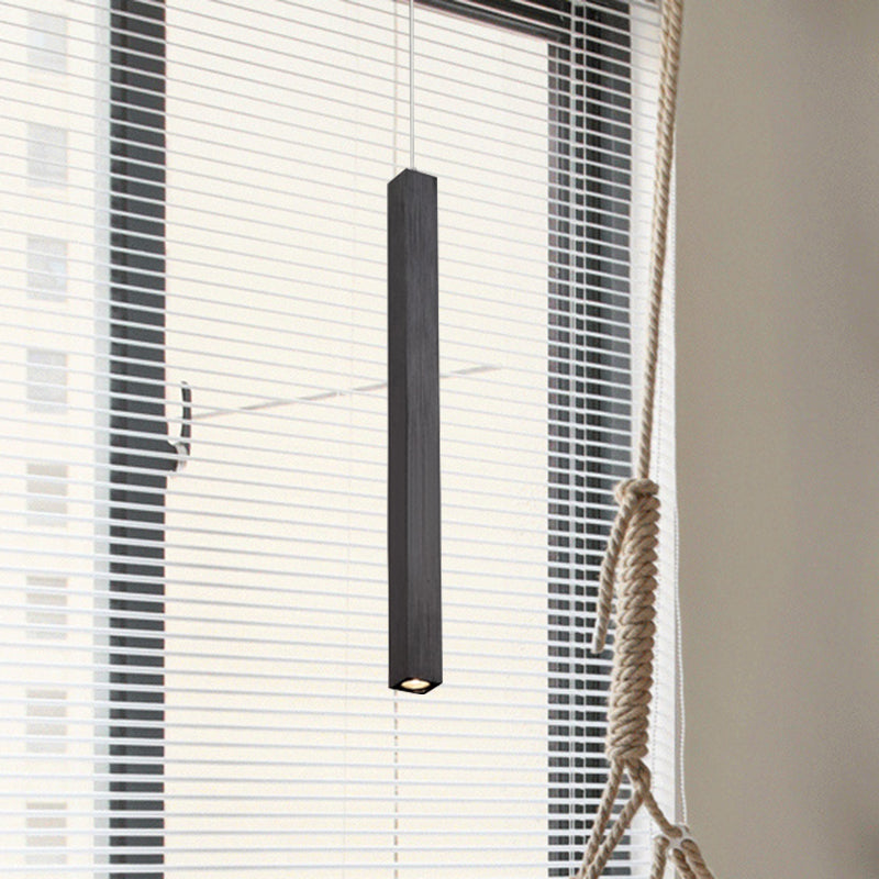 Modern Cuboid Ceiling Light - Single Head Metal Pendant Fixture for Living Room - Black/White LED