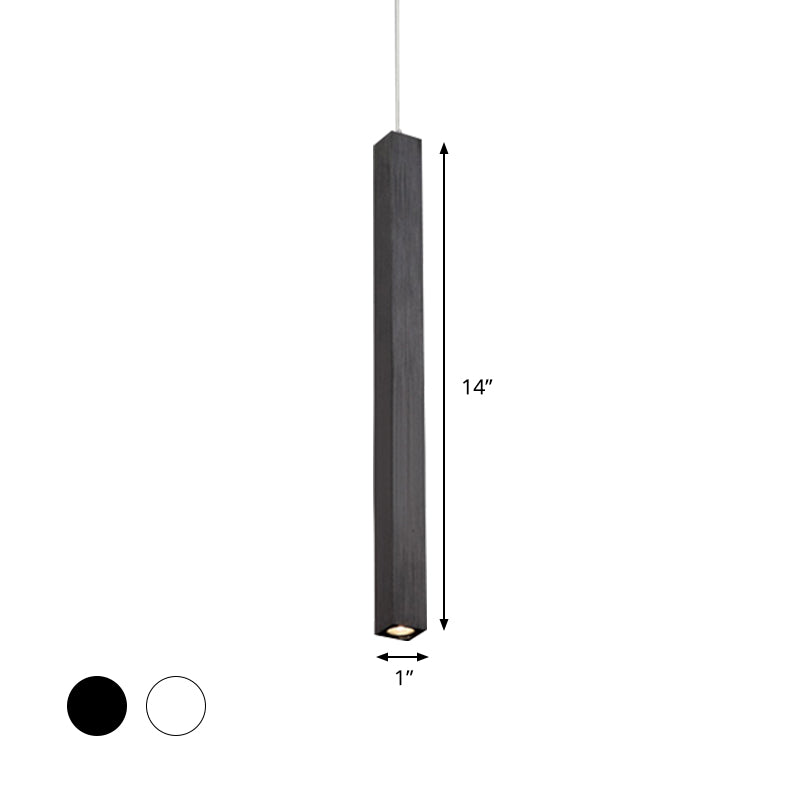 Modern Cuboid Ceiling Light - Single Head Metal Pendant Fixture for Living Room - Black/White LED