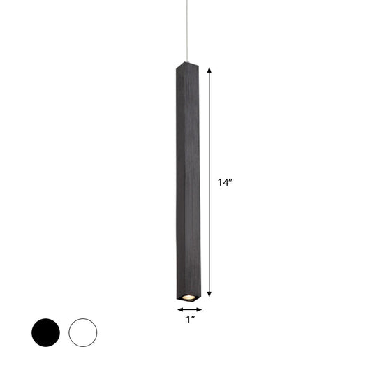 Modern Cuboid Ceiling Light - Single Head Metal Pendant Fixture for Living Room - Black/White LED