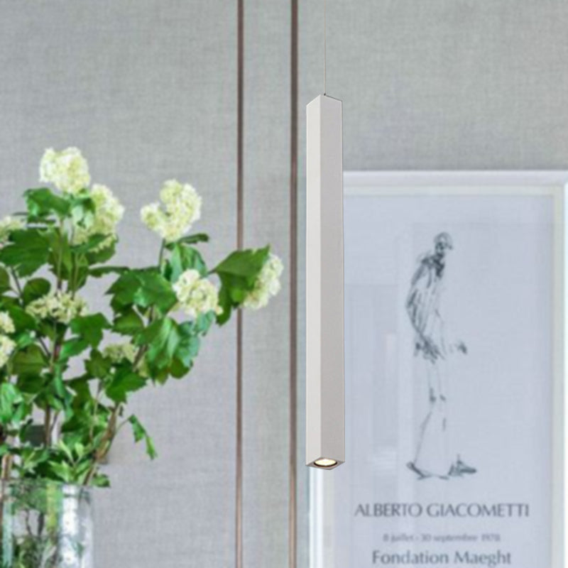 Modern Cuboid Metal Ceiling Light - Black/White Single Head Led Pendant Fixtures For Living Room