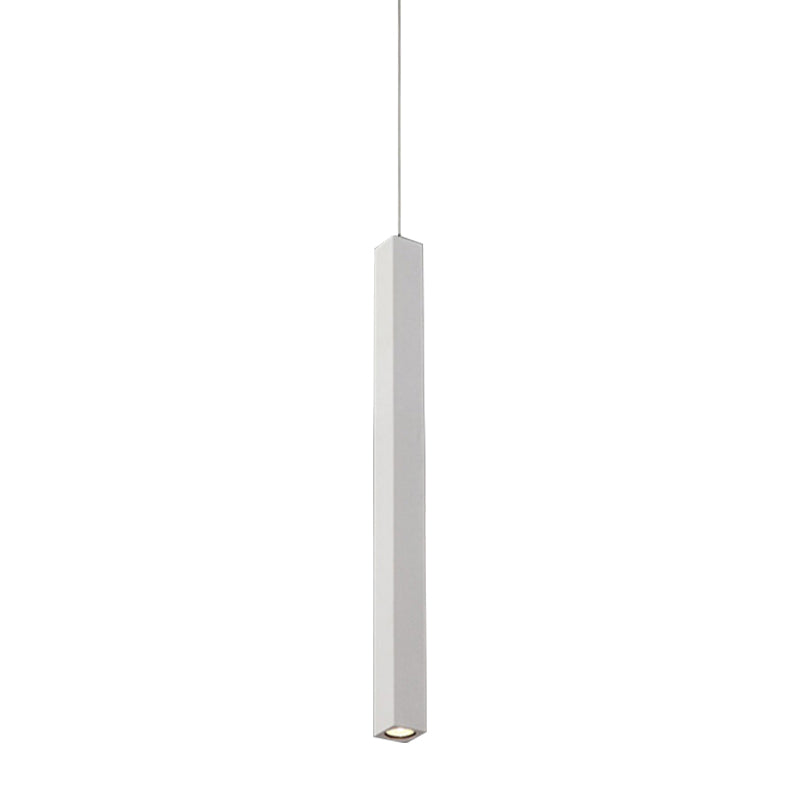 Modern Cuboid Ceiling Light - Single Head Metal Pendant Fixture for Living Room - Black/White LED
