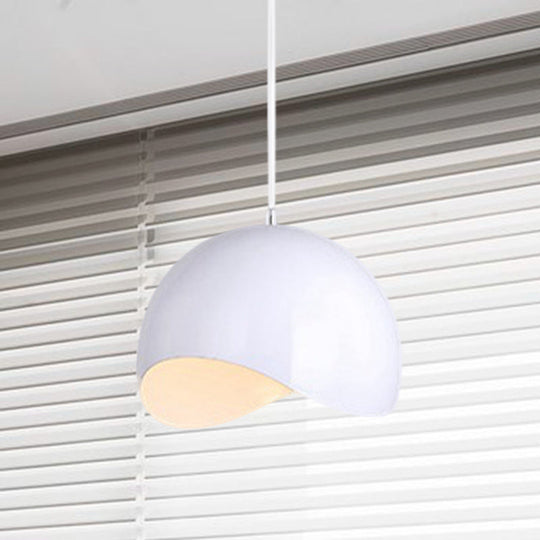 Modern Metal Dome Ceiling Light with Adjustable Height - 1 Bulb, Inner Pink/Yellow - 8"/12" W