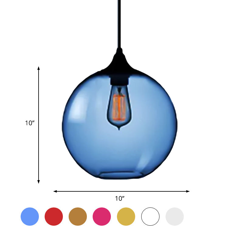 Simplicity Glass Globe Pendant Light - 1 Red/Brown/Clear