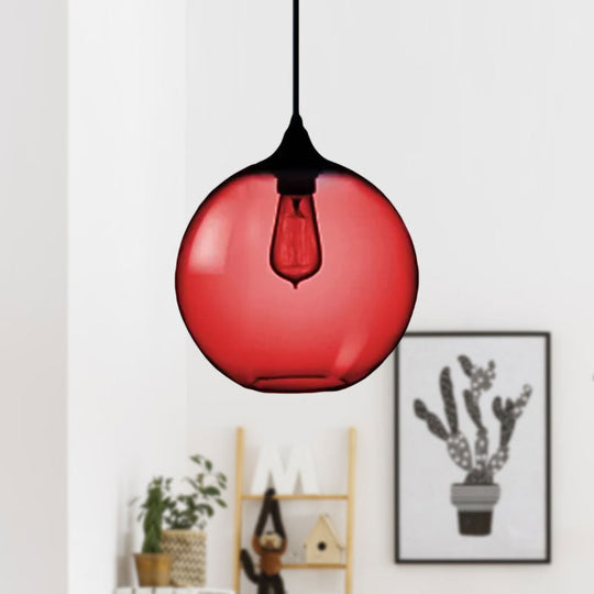 Simplicity Glass Globe Pendant Light - 1 Light, Red/Brown/Clear