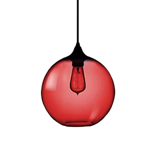 Simplicity Glass Globe Pendant Light - 1 Light, Red/Brown/Clear