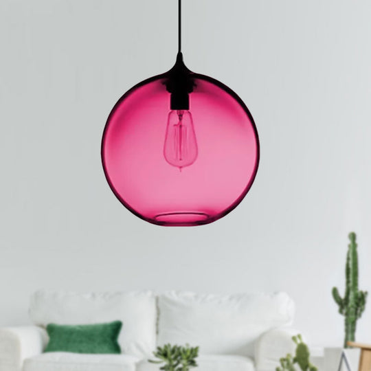 Simplicity Glass Globe Pendant Light - 1 Light, Red/Brown/Clear