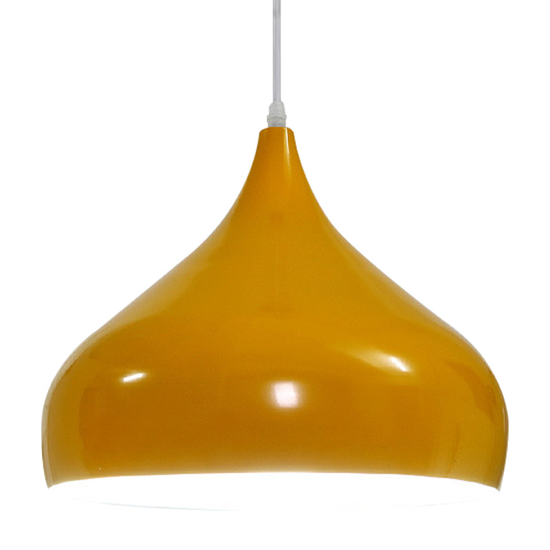 Modern Iron Dome Pendant Light - 1-Light, Black/White/Red - 12.5"/16.5" Wide