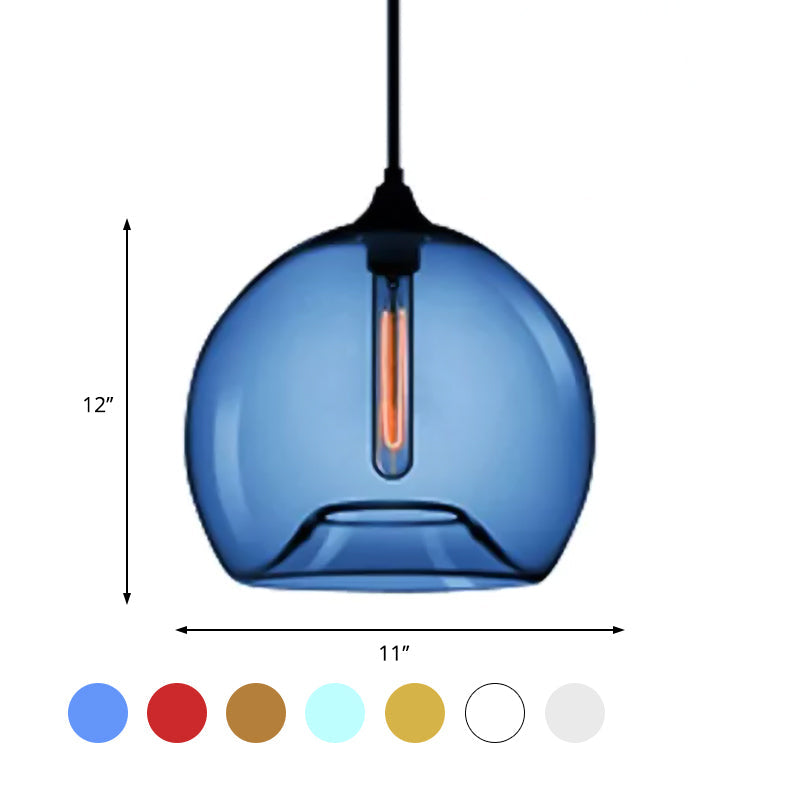 Modern Glass Ball Shade Suspension Light - Red/Brown/Blue Hanging Ceiling Light