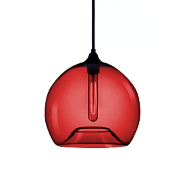 Modern Glass Ball Shade Suspension Light - Red/Brown/Blue Hanging Ceiling Light