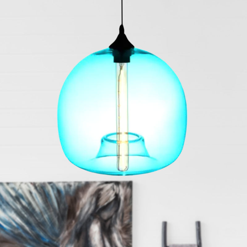 Modern Glass Ball Shade Suspension Light - Red/Brown/Blue Hanging Ceiling Light
