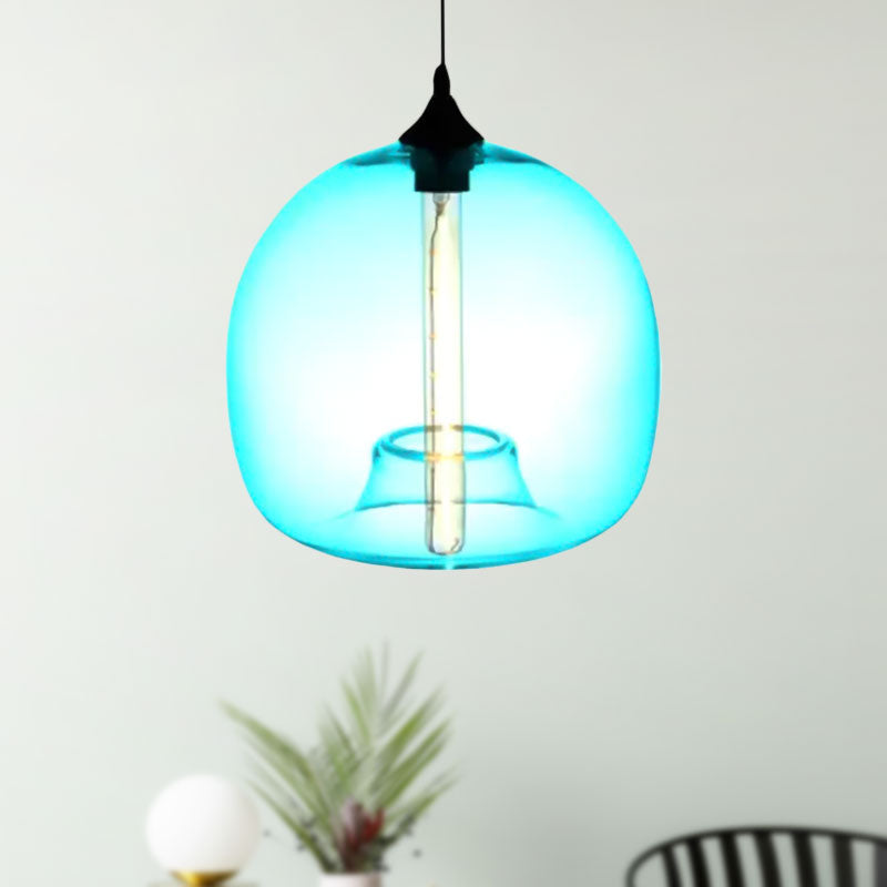 Modern Glass Ball Shade Suspension Light - Red/Brown/Blue Hanging Ceiling Light
