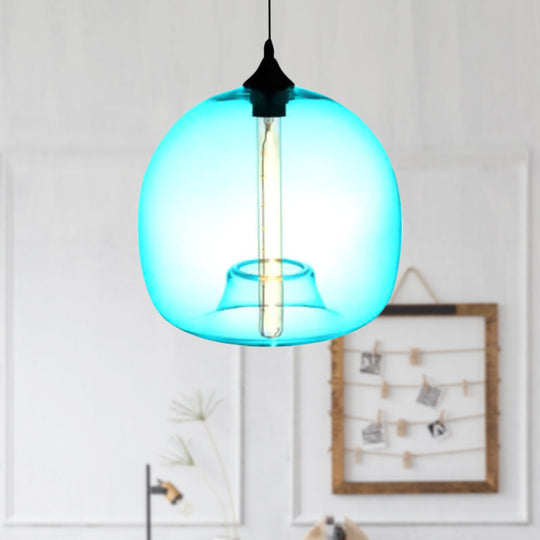 Modern Glass Ball Shade Suspension Light - Red/Brown/Blue Hanging Ceiling Light