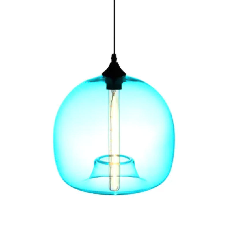 Modern Glass Ball Shade Suspension Light - Red/Brown/Blue Hanging Ceiling Light