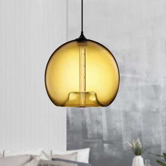 Modern Glass Ball Shade Suspension Light - Red/Brown/Blue Hanging Ceiling Light