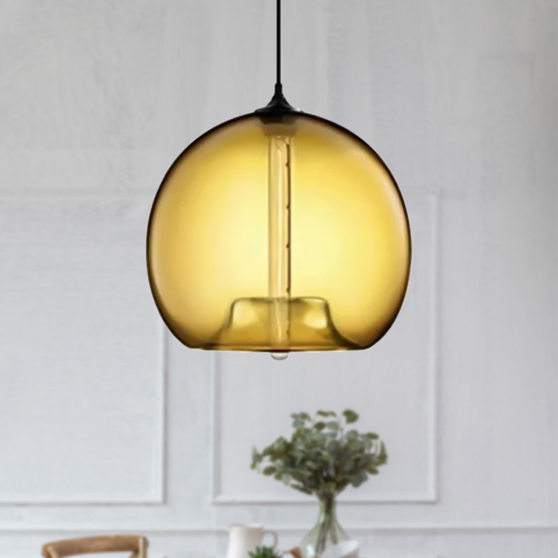 Modern Glass Ball Shade Suspension Light - Red/Brown/Blue Hanging Ceiling Light