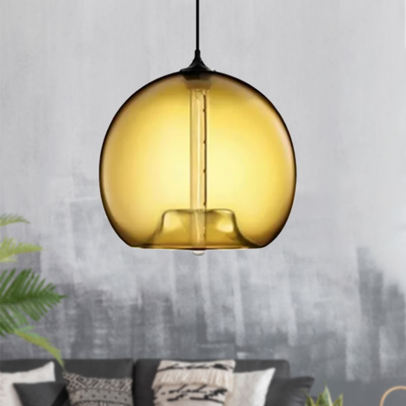 Modern Glass Ball Shade Suspension Light - Red/Brown/Blue Hanging Ceiling Light