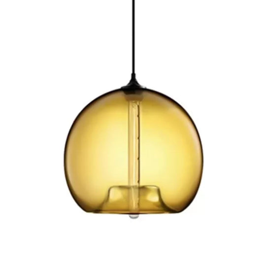 Modern Glass Ball Shade Suspension Light - 1-Light Red/Brown/Blue Hanging Ceiling