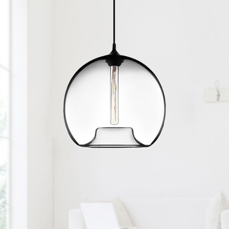 Modern Glass Ball Shade Suspension Light - Red/Brown/Blue Hanging Ceiling Light