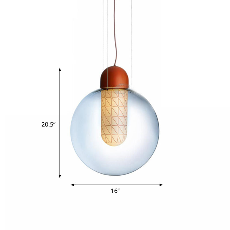 Modern Orange Sphere Pendant with Gradient Smoke Glass and LED Lighting