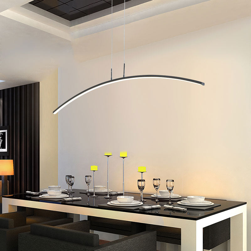 Contemporary Arch Pendant Light with Stepless Dimming and Remote Control