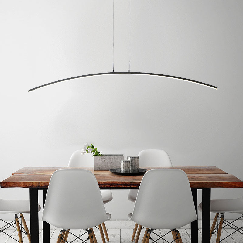 Contemporary Arch Pendant Light with Stepless Dimming and Remote Control