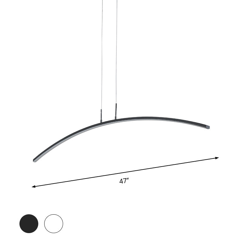 Contemporary Acrylic Led Arch Pendant Light In White - Stepless Dimming With Remote Control