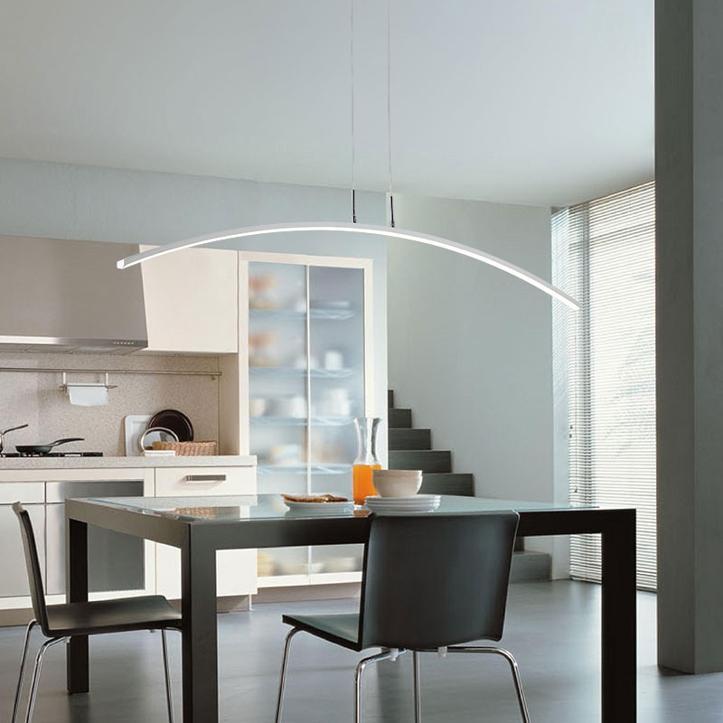 Contemporary Arch Pendant Light with Stepless Dimming and Remote Control