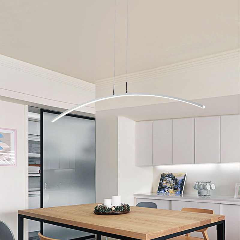 Contemporary Arch Pendant Light with Stepless Dimming and Remote Control