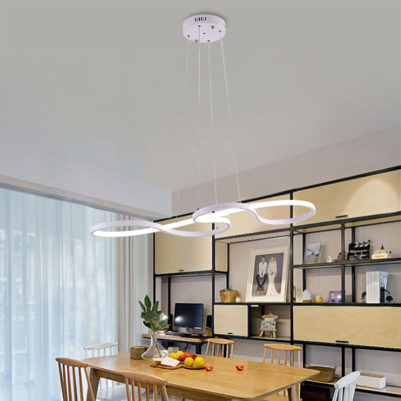 Minimalist LED Twisting Acrylic Pendant Light - 24"/29.5"/37.5" Wide - Black/White - Warm/White Light