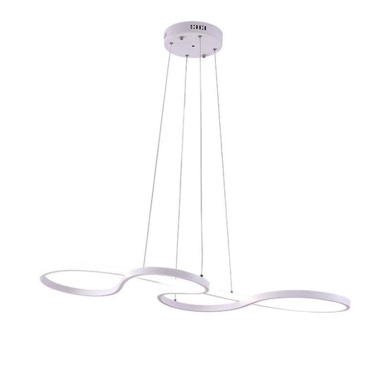 Minimalist LED Twisting Acrylic Pendant Light - 24"/29.5"/37.5" Wide - Black/White - Warm/White Light